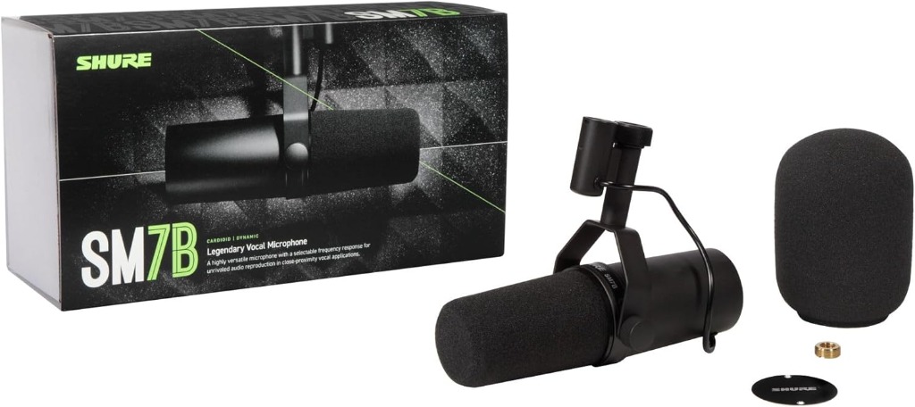 Shure SM7B microphone inside retail packaging
