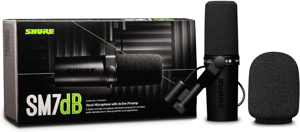 Shure SM7dB box and accessories overview